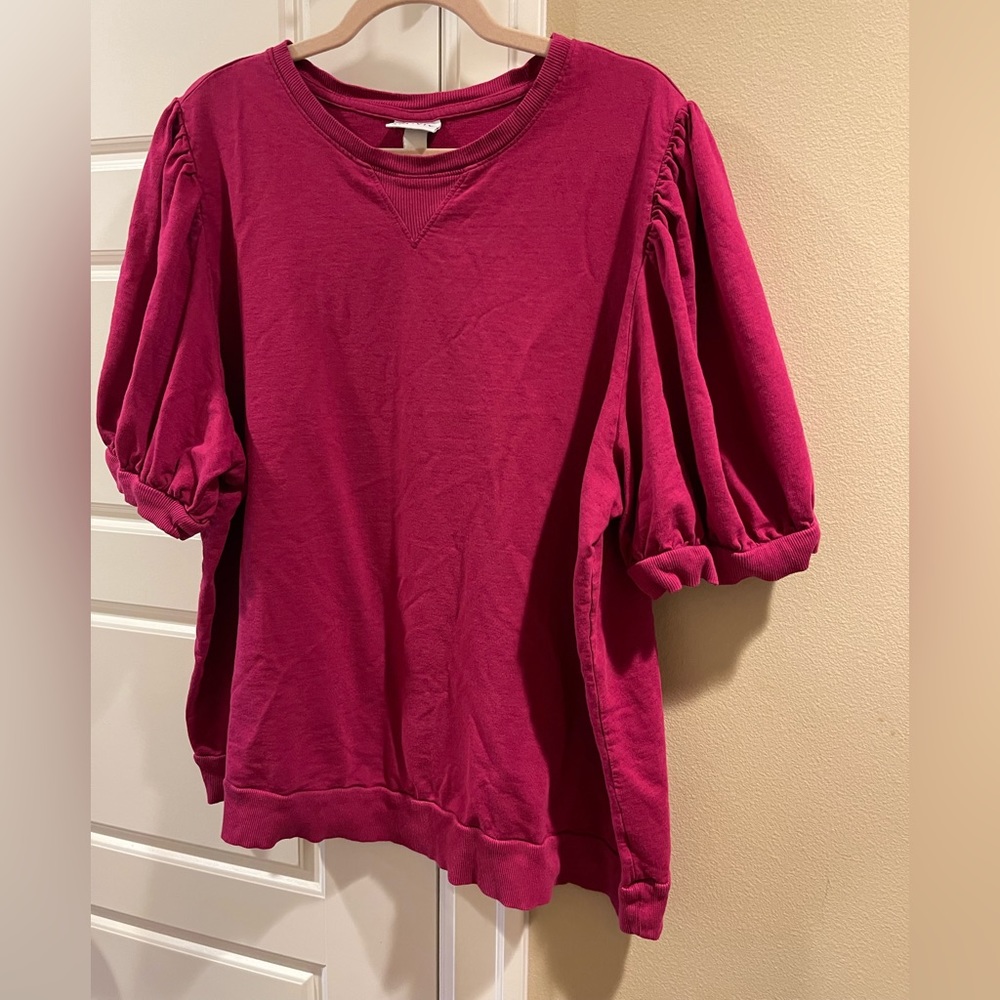 Ava & Viv Pink Puff Sleeve Sweatshirt, 3x